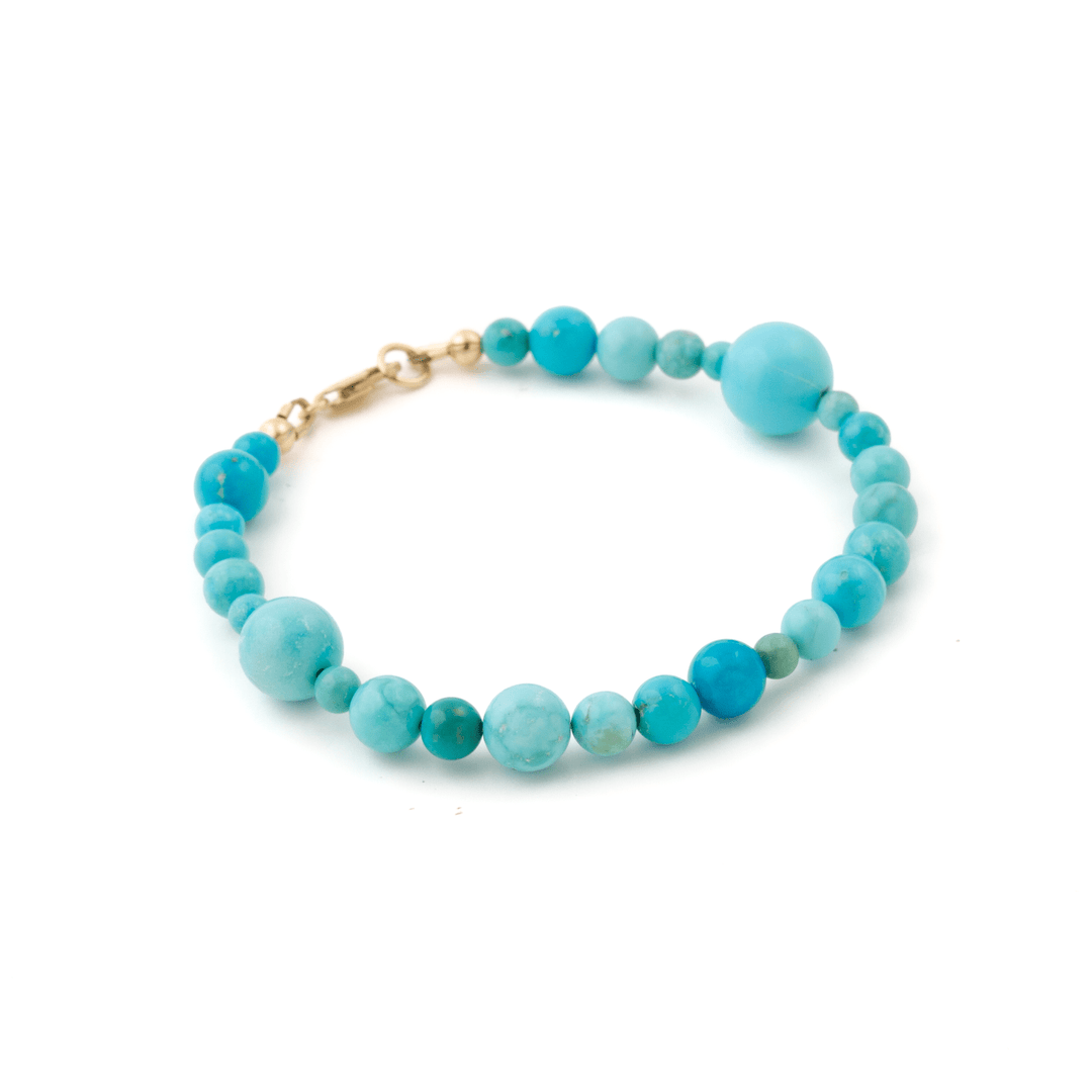 10k Gold Clasp x Mixed Kingman & Sleeping Beauty Turquoise Gem Bead Bracelets - Kingdom Jewelry
