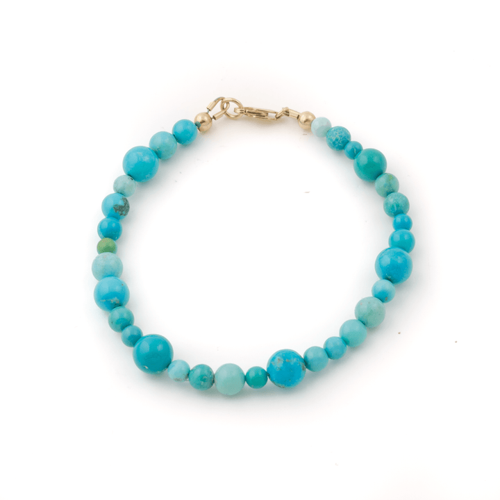10k Gold Clasp x Mixed Kingman & Sleeping Beauty Turquoise Gem Bead Bracelets - Kingdom Jewelry
