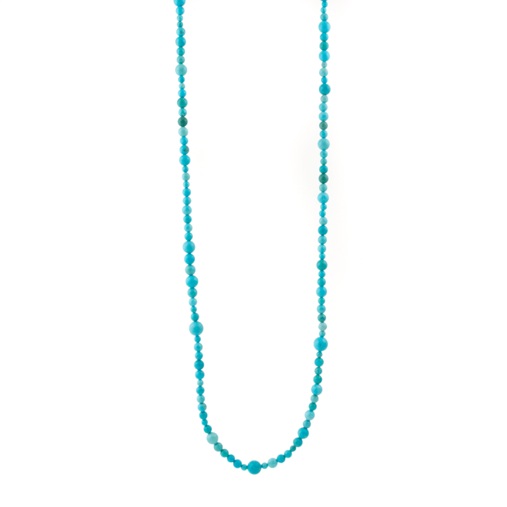 10k Gold Clasp x Varied Round Sleeping Beauty Turquoise Gem Strand Necklace - Kingdom Jewelry