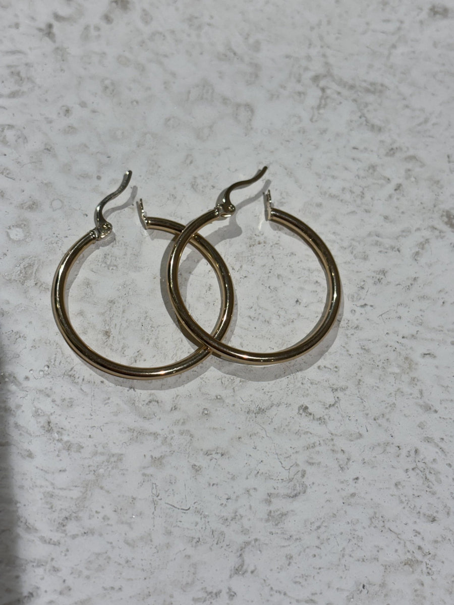 10K Gold Classic Tube Hoops - Kingdom Jewelry
