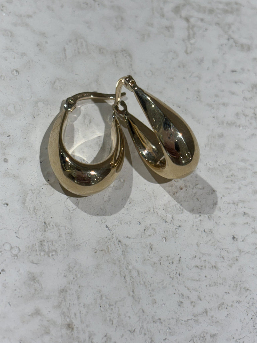 10K Gold DiCut Puff Hoops - Kingdom Jewelry