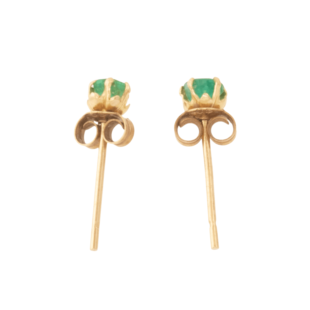10k Gold Petite Emerald Stud Earrings - Kingdom Jewelry