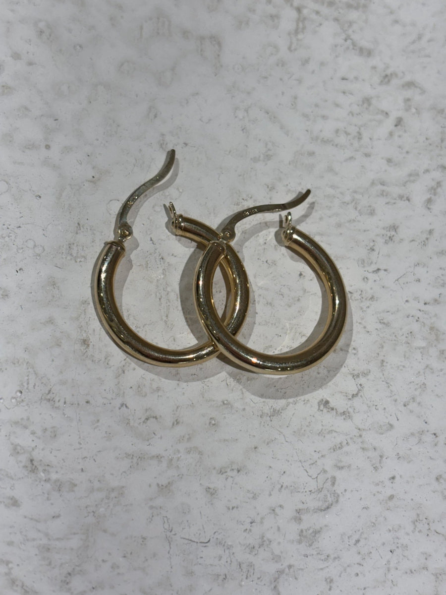 10K Gold Semi Hollow Classic Hoop Earrings - Kingdom Jewelry