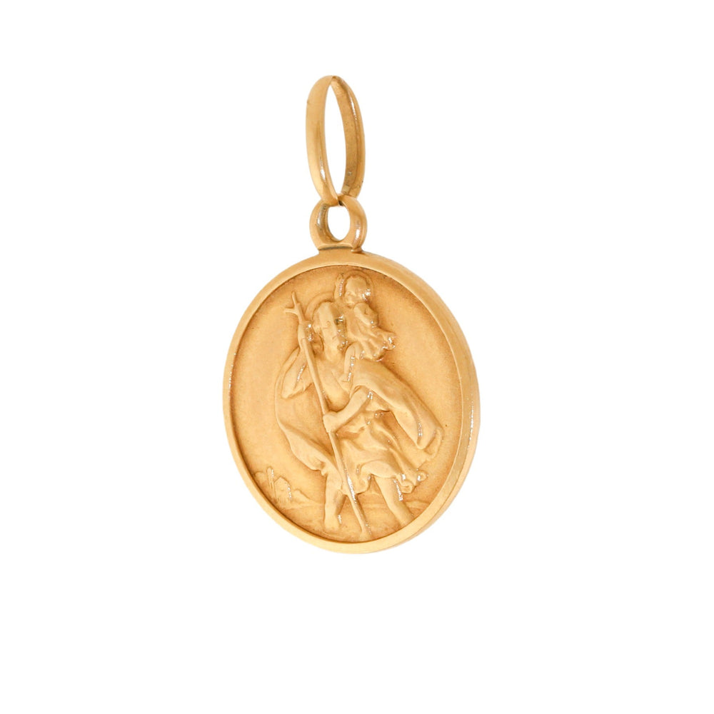 10k Gold x 15mm "St. Christopher" Charm Pendant - Kingdom Jewelry