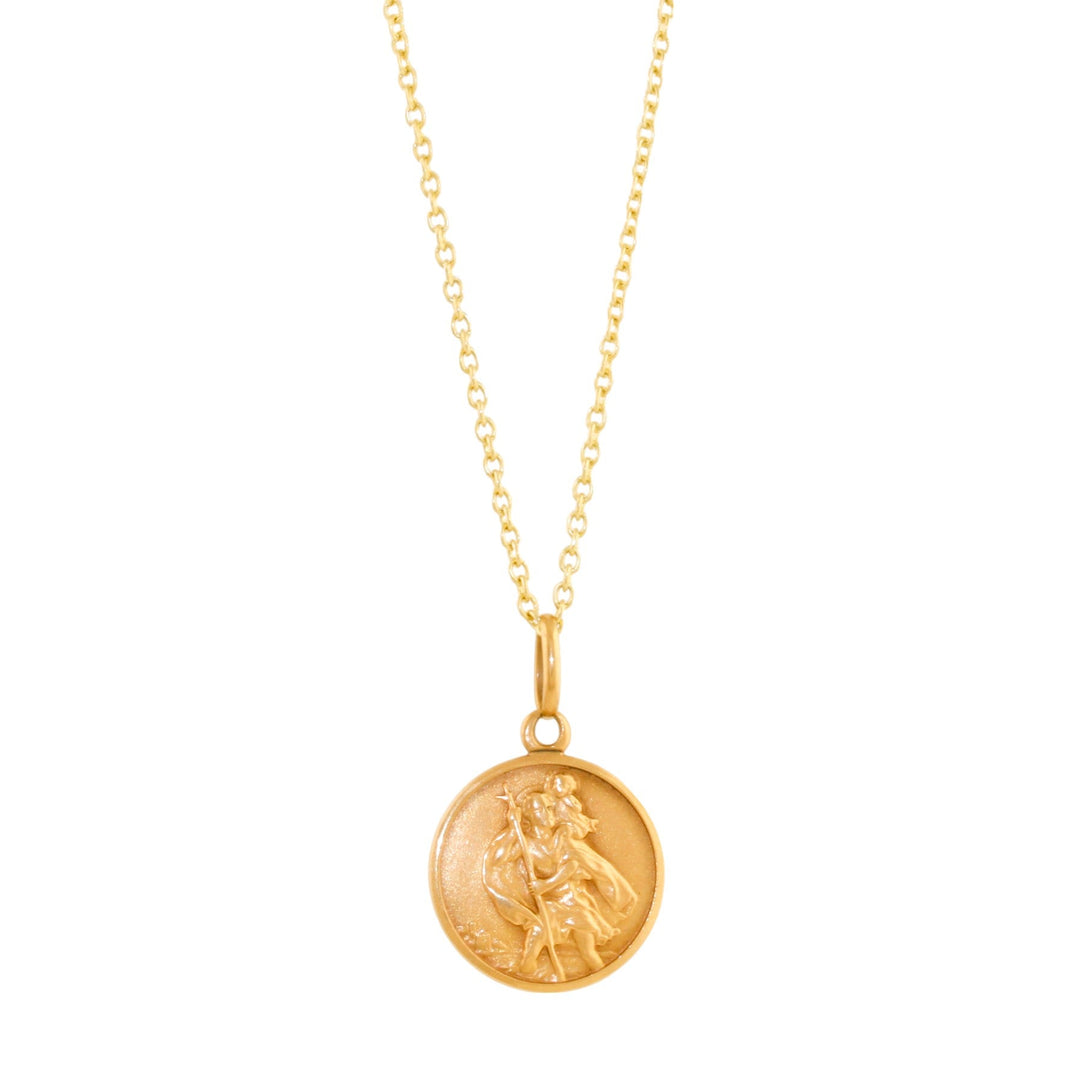 10k Gold x 15mm "St. Christopher" Charm Pendant - Kingdom Jewelry