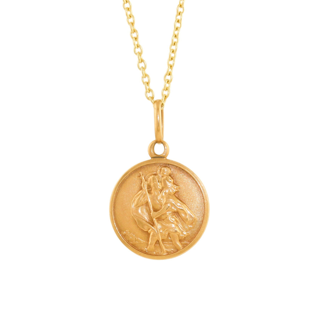 10k Gold x 15mm "St. Christopher" Charm Pendant - Kingdom Jewelry