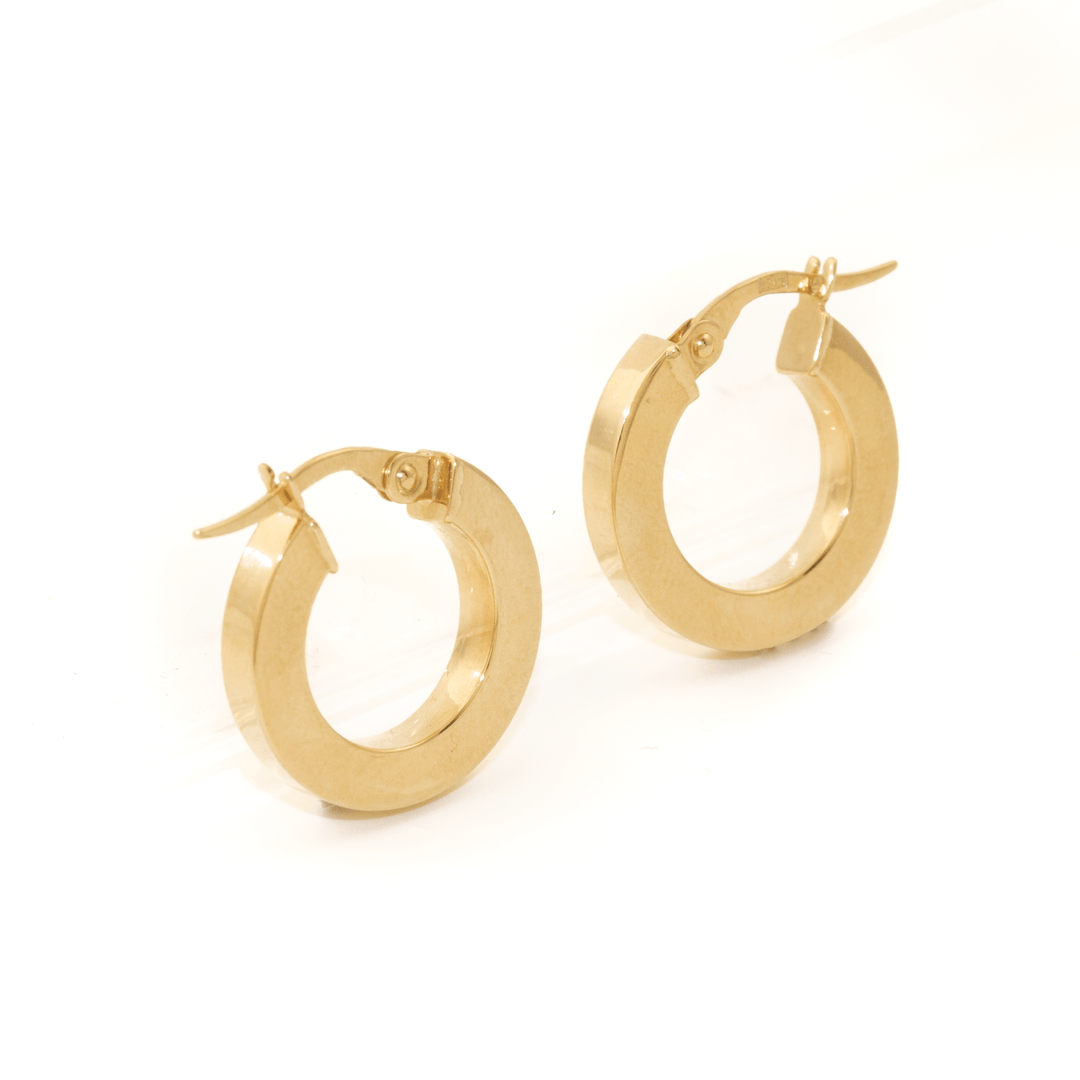 10k Gold x 3mm Flat Tube Hoops - Kingdom Jewelry