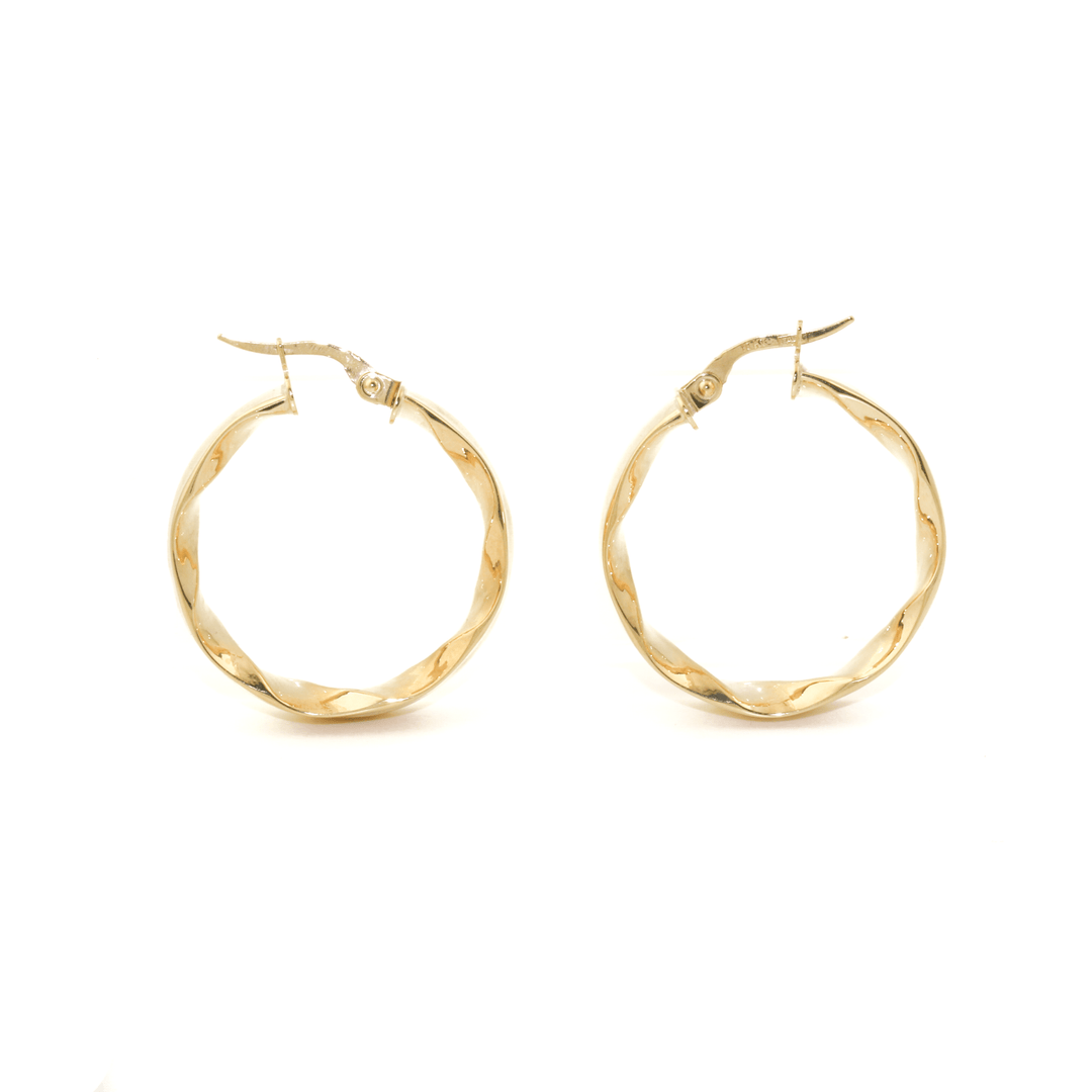 10k Gold x 5mm Melted Design Hoop Earrings - Kingdom Jewelry