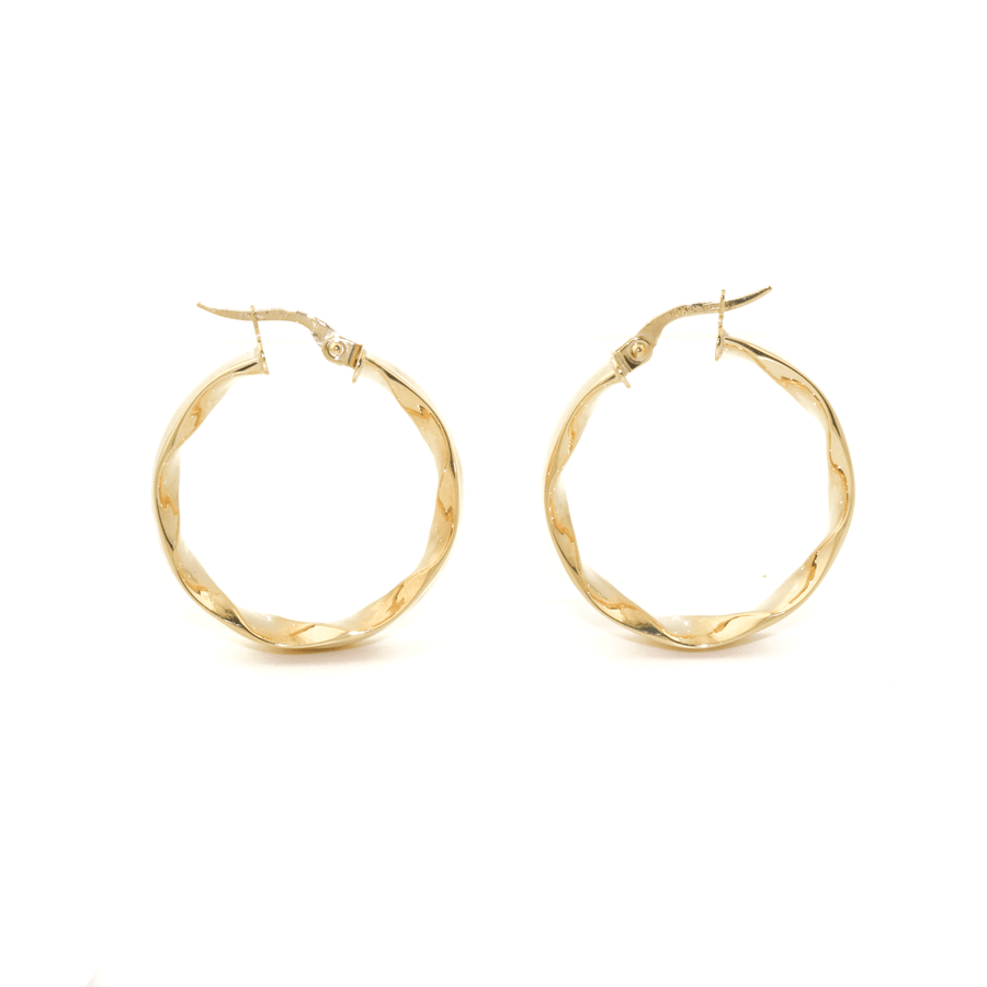 10k Gold x 5mm Melted Design Hoop Earrings - Kingdom Jewelry