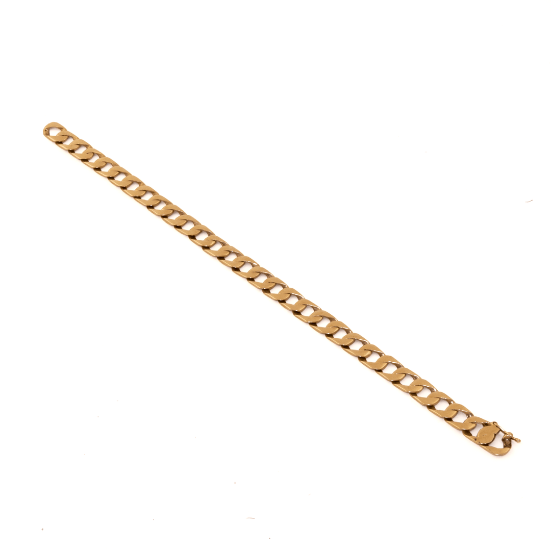 10k Gold x 8mm Flat - Curb Link Bracelet - Kingdom Jewelry