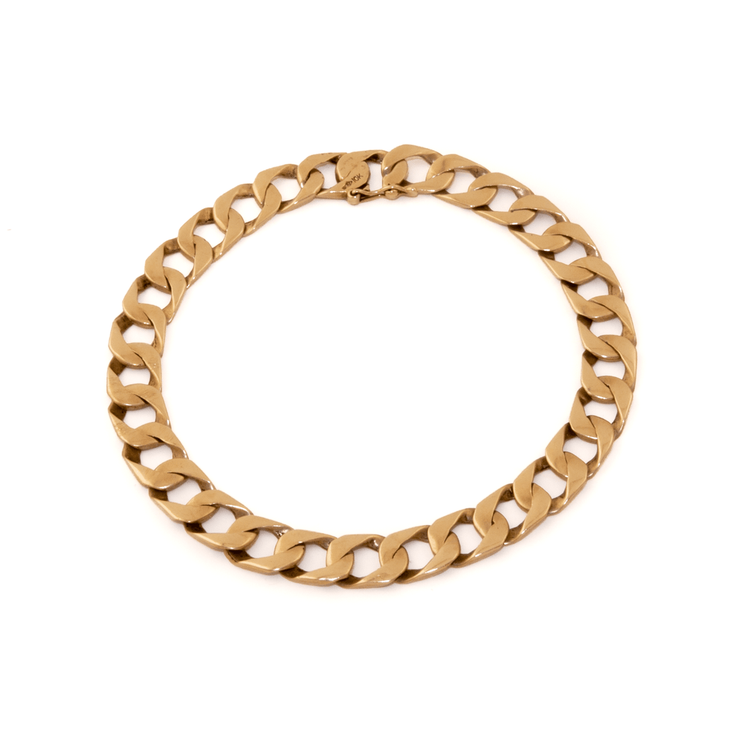 10k Gold x 8mm Flat - Curb Link Bracelet - Kingdom Jewelry