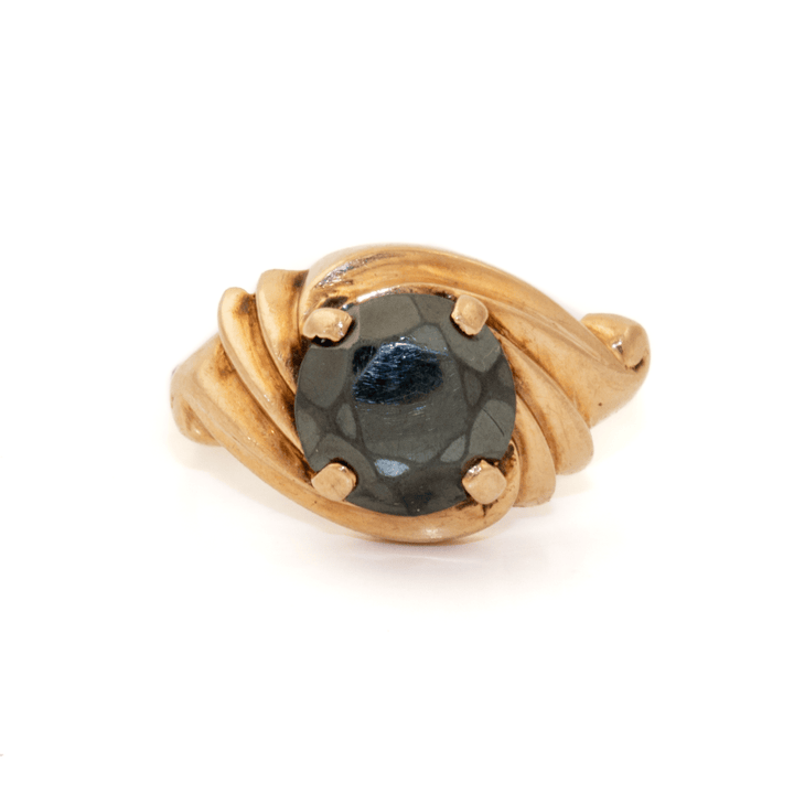 10k Gold x Abstract Rose - Cut Hematite Signet - Kingdom Jewelry