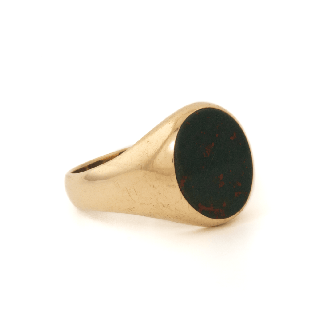 10k Gold x Antique Oval Bloodstone Signet - Kingdom Jewelry