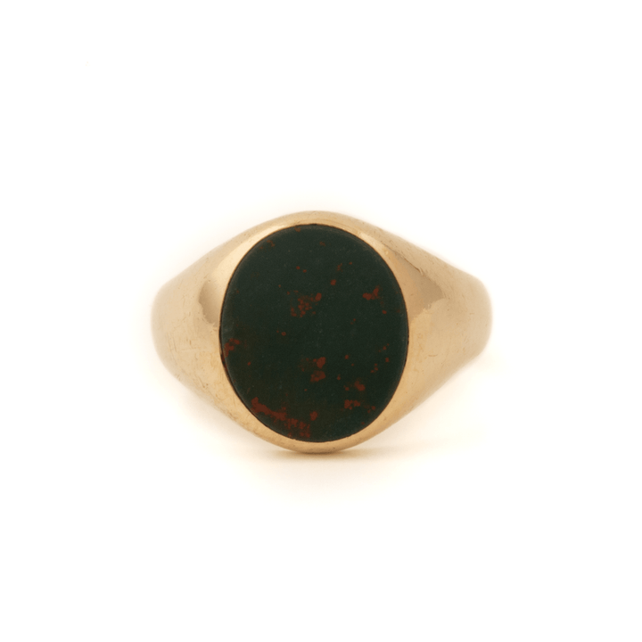 10k Gold x Antique Oval Bloodstone Signet - Kingdom Jewelry