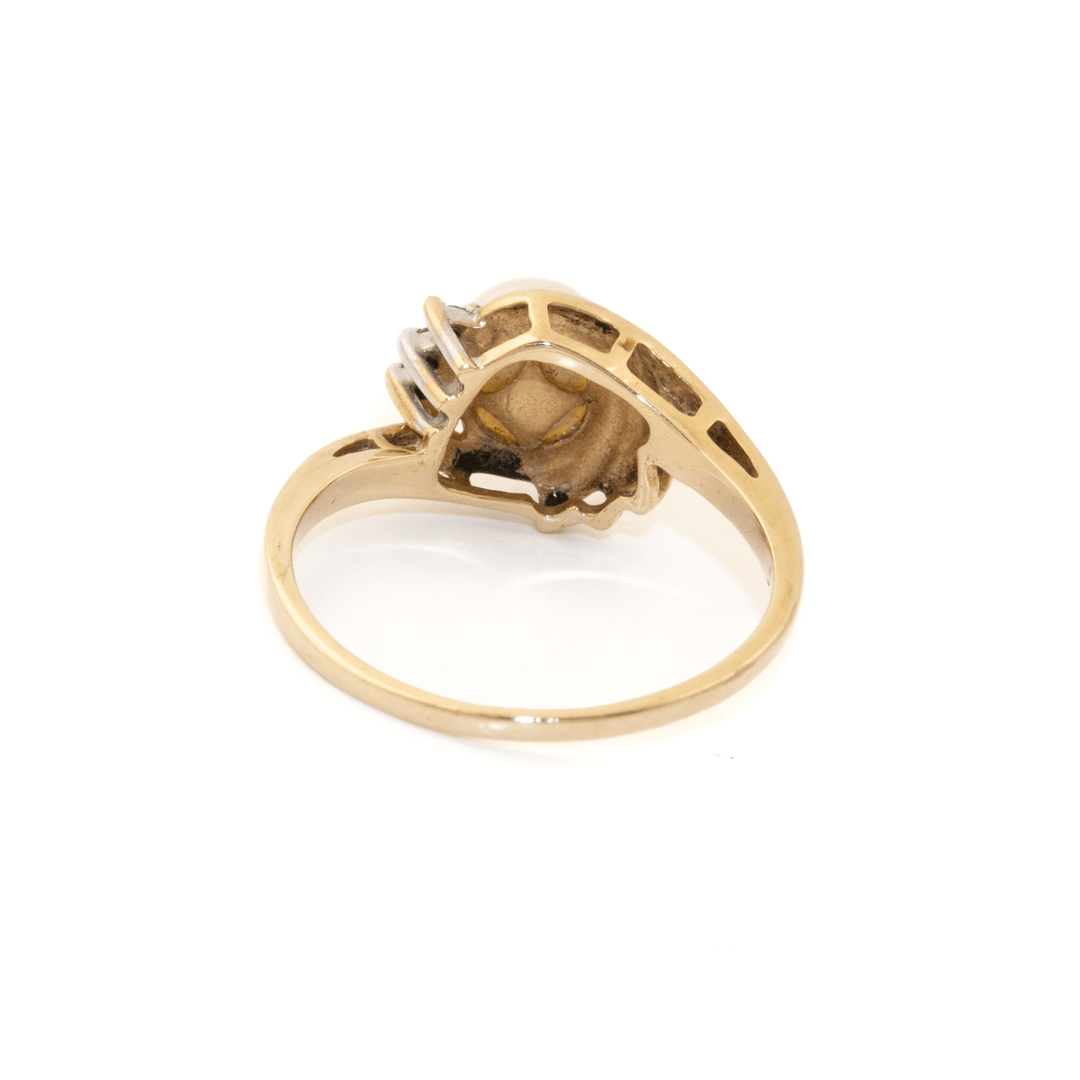 10k Gold x Classic 1960's White Pearl & Pavé Diamond Cocktail Ring - Kingdom Jewelry
