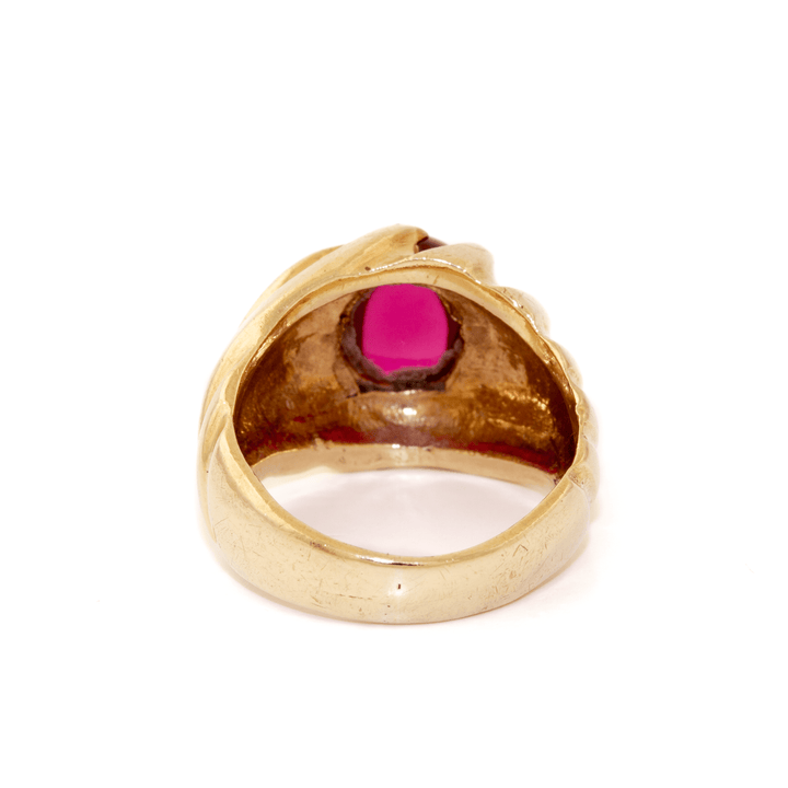 10k Gold x Classic 1980's Synthetic Ruby Croissant Cocktail Ring - Kingdom Jewelry