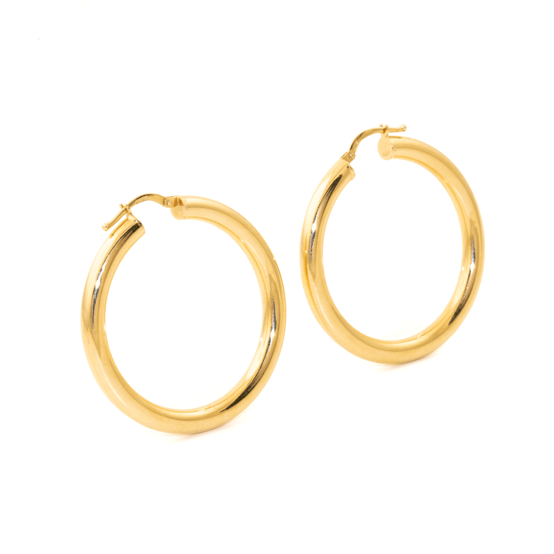 10k Gold x Classic Semi - Hollow Midi Tube Hoops - Kingdom Jewelry