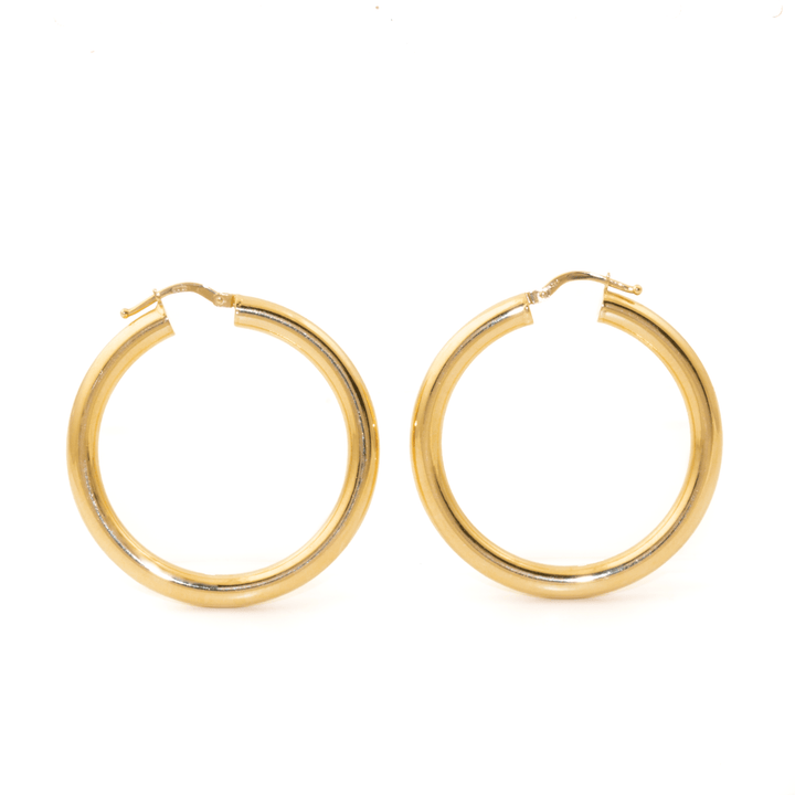 10k Gold x Classic Semi - Hollow Midi Tube Hoops - Kingdom Jewelry
