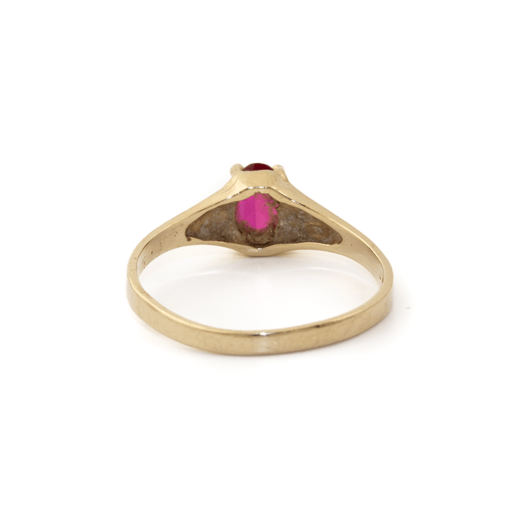 10k Gold x Classic Tapered Synthetic Ruby Solitaire - Kingdom Jewelry