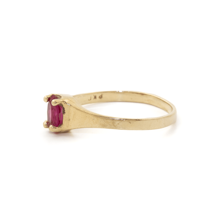 10k Gold x Classic Tapered Synthetic Ruby Solitaire - Kingdom Jewelry