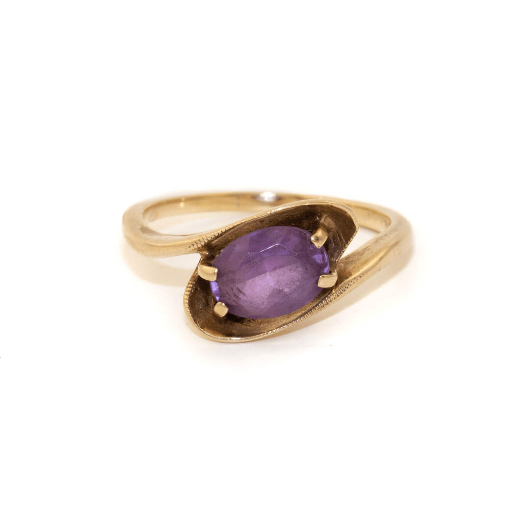10k Gold x Claw - Set Amethyst Bypass Solitaire Ring - Kingdom Jewelry