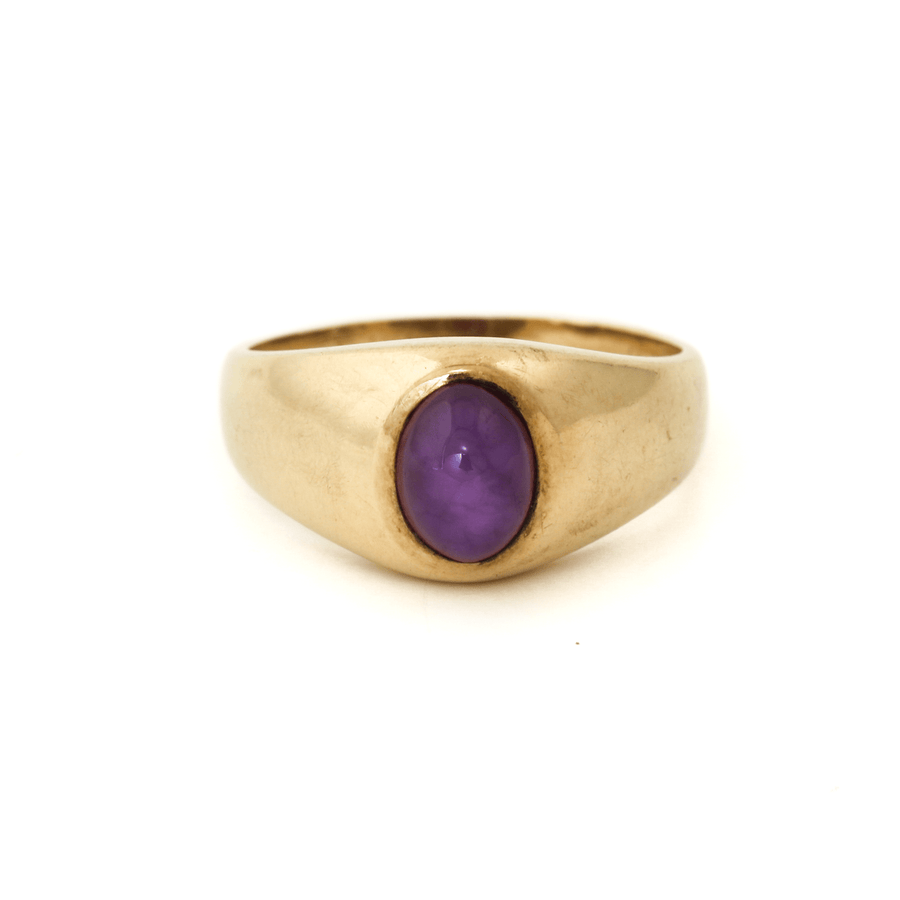 10k Gold x Domed Purple Star Sapphire Signet - Kingdom Jewelry