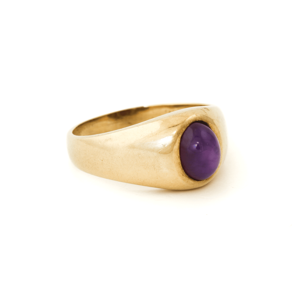 10k Gold x Domed Purple Star Sapphire Signet - Kingdom Jewelry