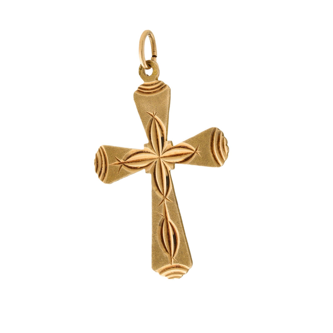 10K Gold x Double - Sided Vintage Cross Pendant - Kingdom Jewelry