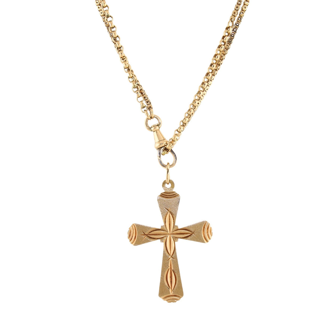 10K Gold x Double - Sided Vintage Cross Pendant - Kingdom Jewelry