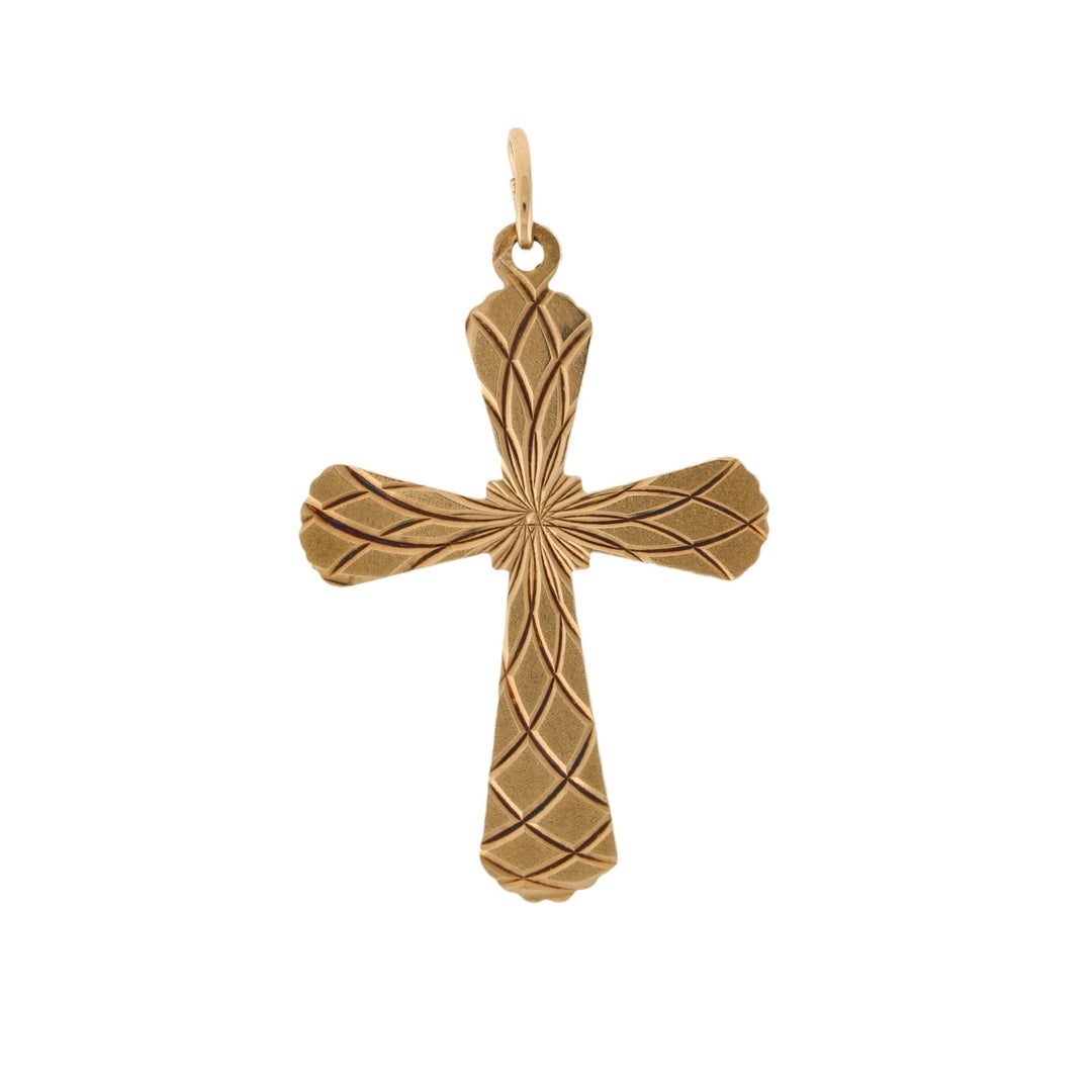 10K Gold x Double - Sided Vintage Cross Pendant - Kingdom Jewelry