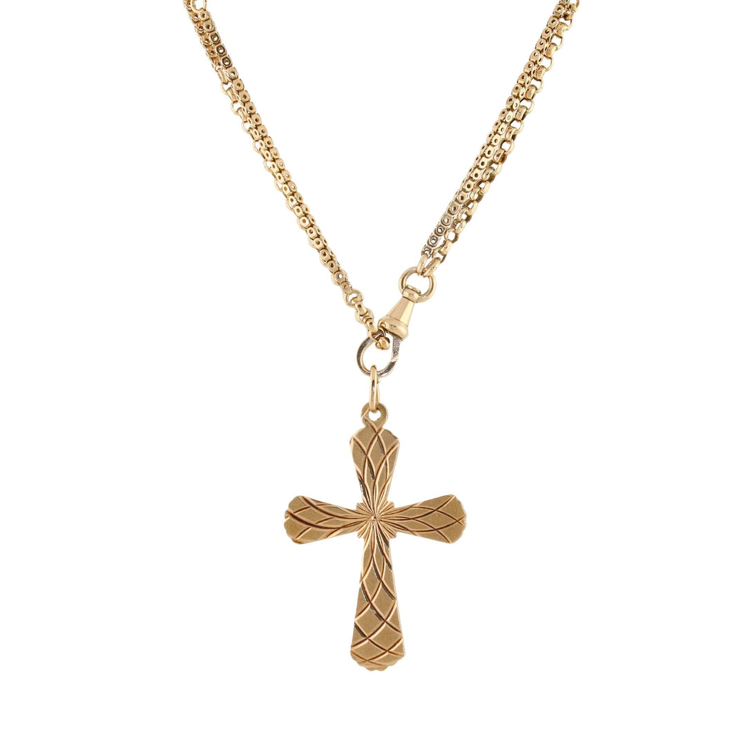 10K Gold x Double - Sided Vintage Cross Pendant - Kingdom Jewelry