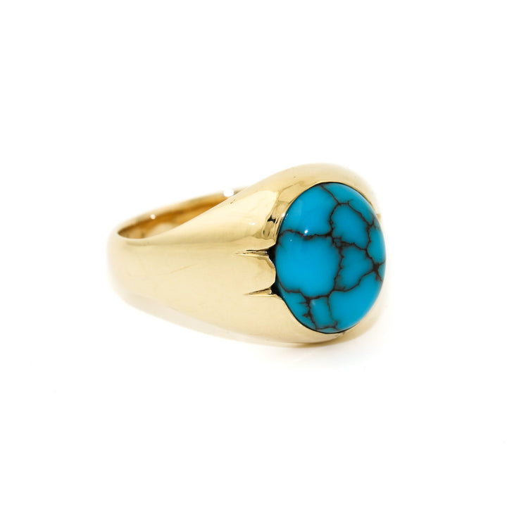10k Gold x Egyptian Turquoise Oval Signet - Kingdom Jewelry