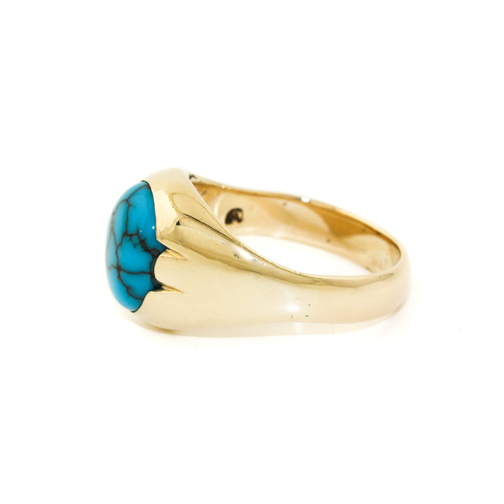 10k Gold x Egyptian Turquoise Oval Signet - Kingdom Jewelry