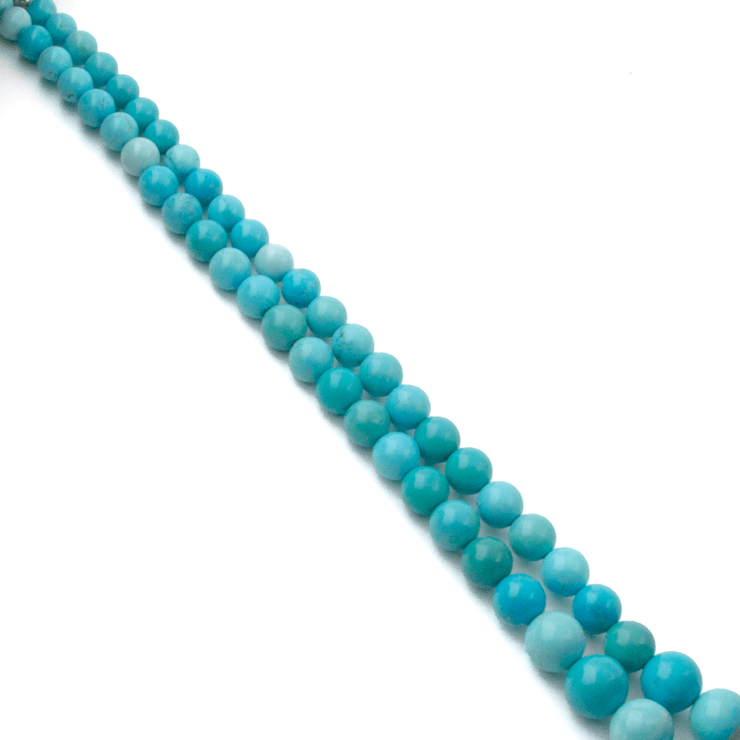 10k Gold x Graduated Sleeping Beauty Turquoise Round Beaded Strand - Kingdom Jewelry