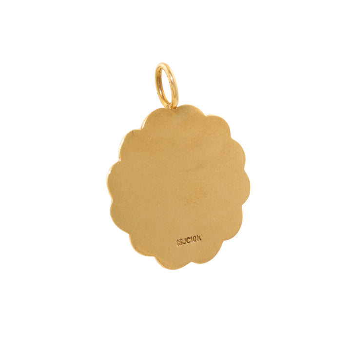 10k Gold x Mid - Century Curly - Cue Floral Diamond Pendant - Kingdom Jewelry