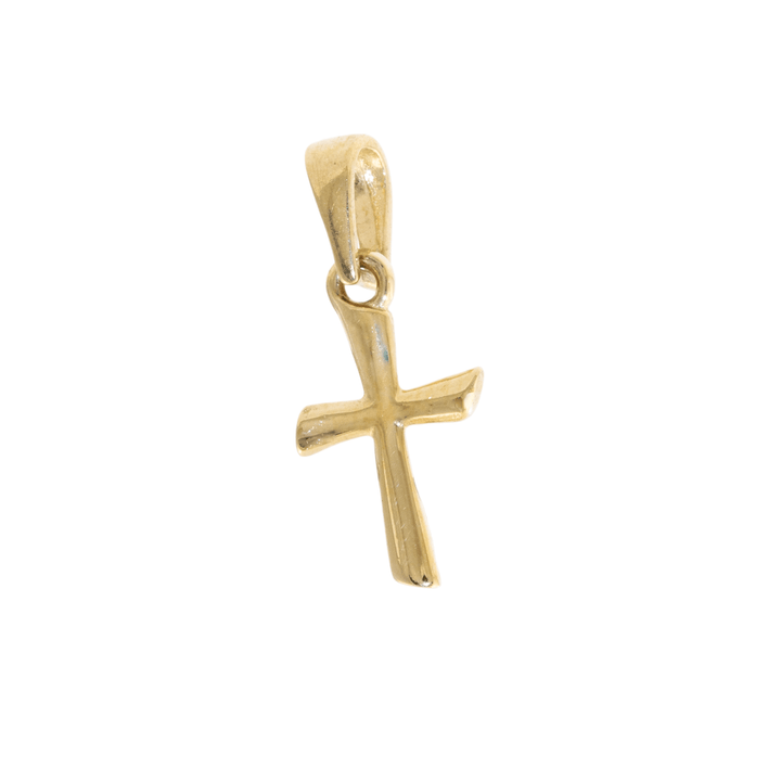 10k Gold x Minuscule Domed Cross Charm Pendant - Kingdom Jewelry