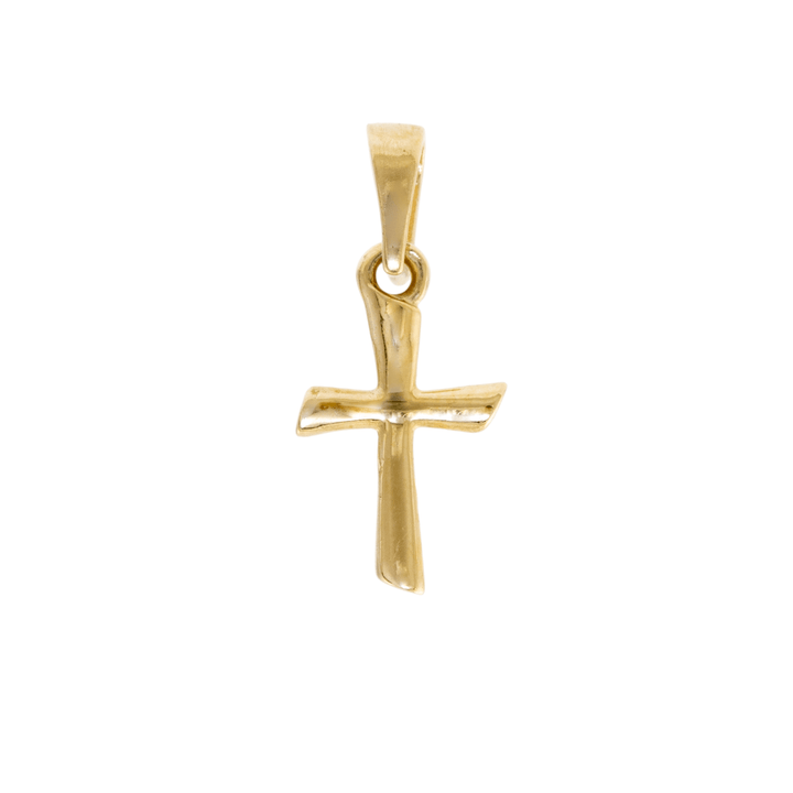 10k Gold x Minuscule Domed Cross Charm Pendant - Kingdom Jewelry