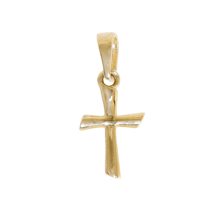 10k Gold x Minuscule Domed Cross Charm Pendant - Kingdom Jewelry