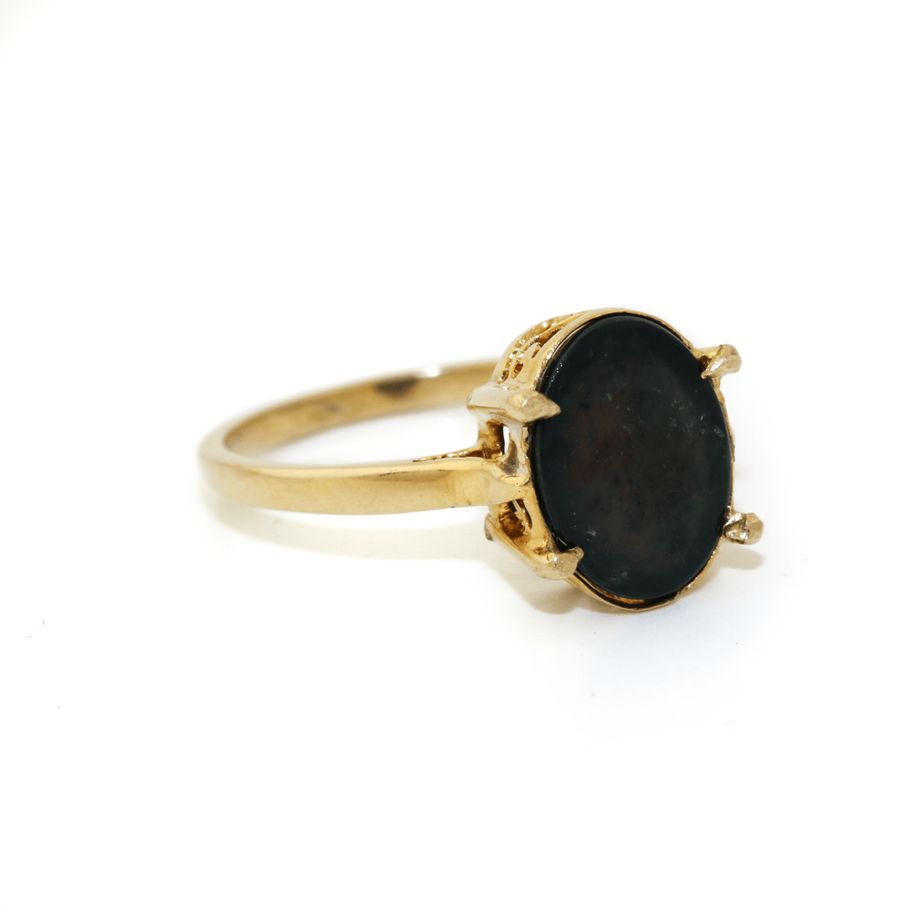 10k Gold x Oval Fire Opal Filigree Signet - Kingdom Jewelry