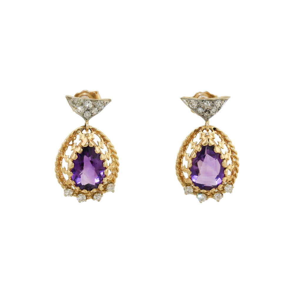 10k Gold x Regal Amethyst & Diamond Earrings - Kingdom Jewelry