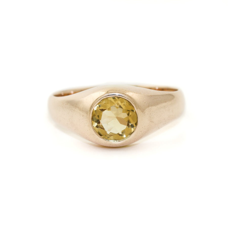 10k Gold x Round Brilliant - Cut Citrine Signet - Kingdom Jewelry