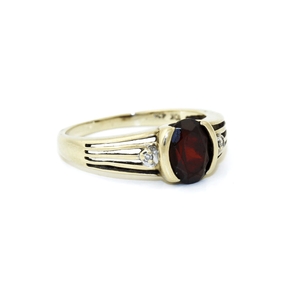 10k Gold x Split Shank Garnet & Diamond Ring - Kingdom Jewelry