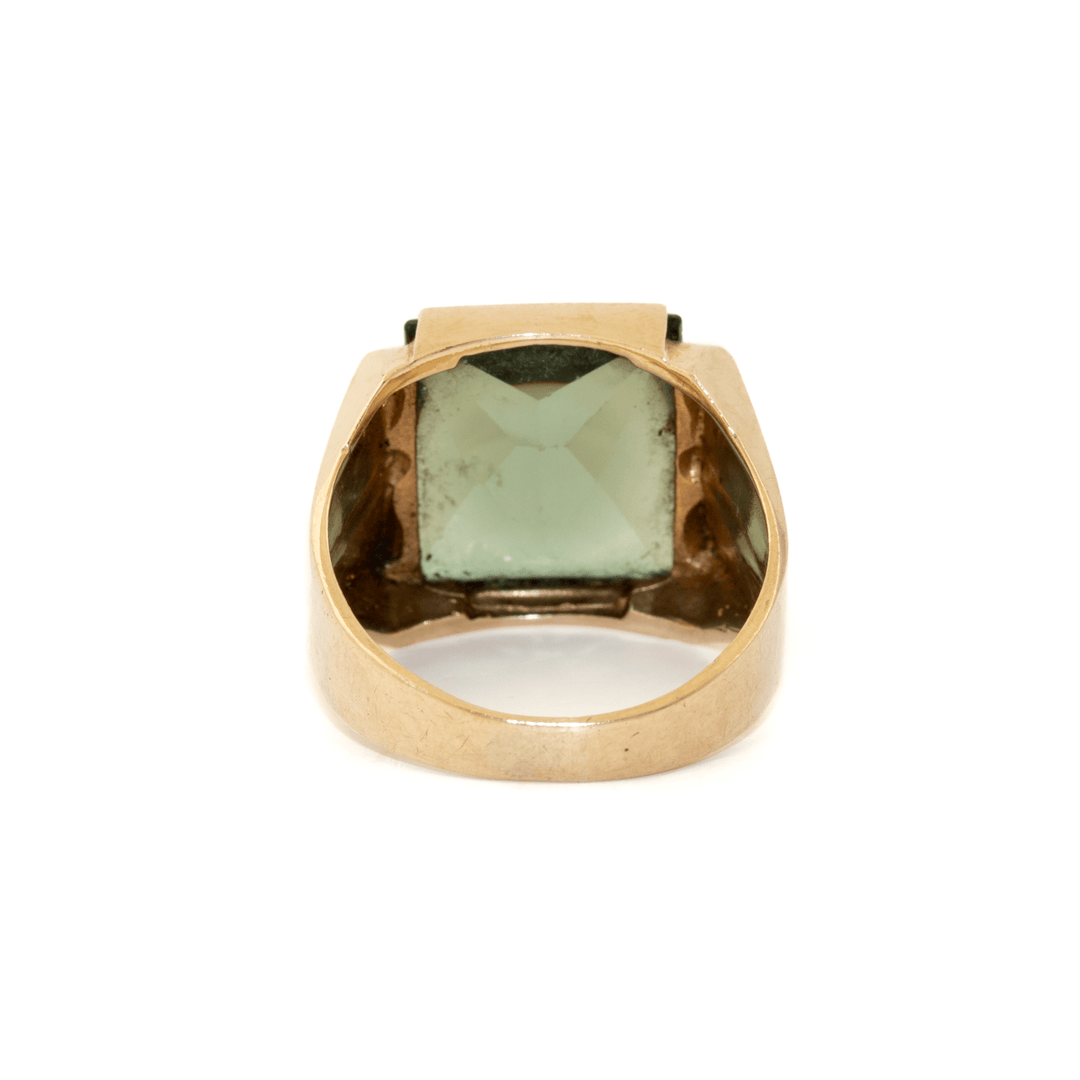 10k Gold x Squared Synthetic Spinel Signet - Kingdom Jewelry