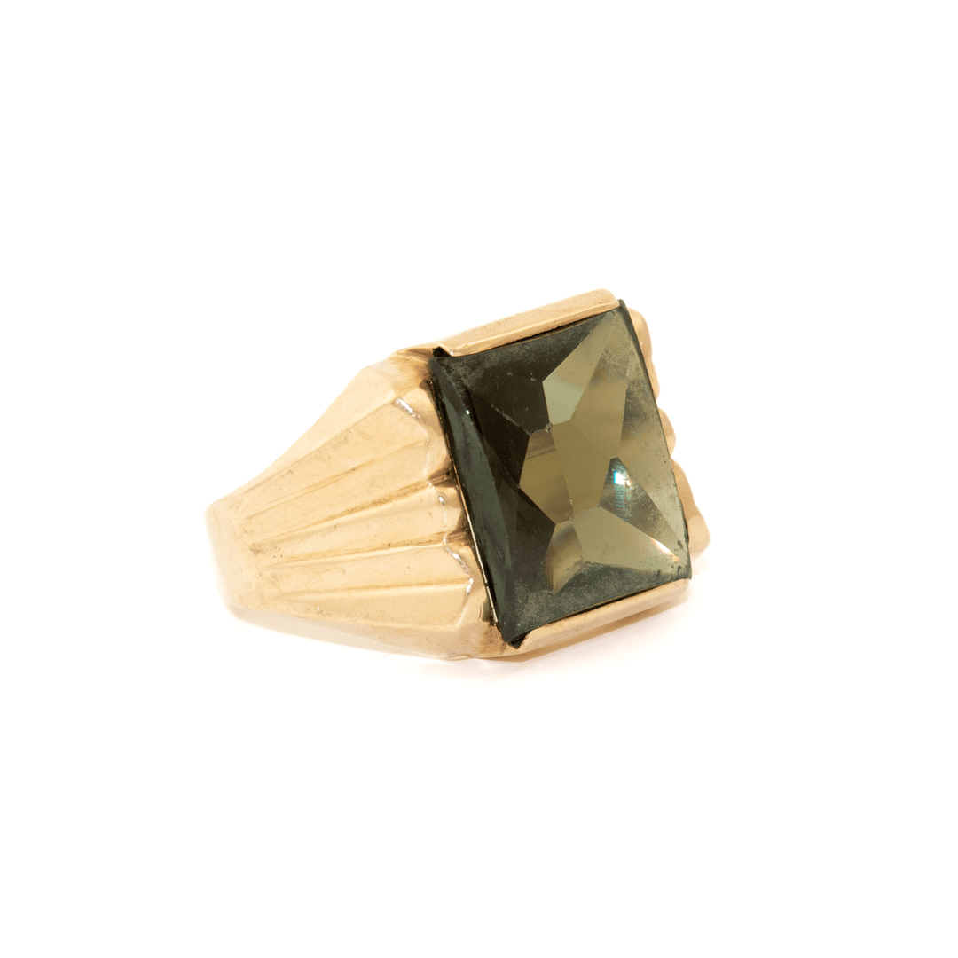 10k Gold x Squared Synthetic Spinel Signet - Kingdom Jewelry