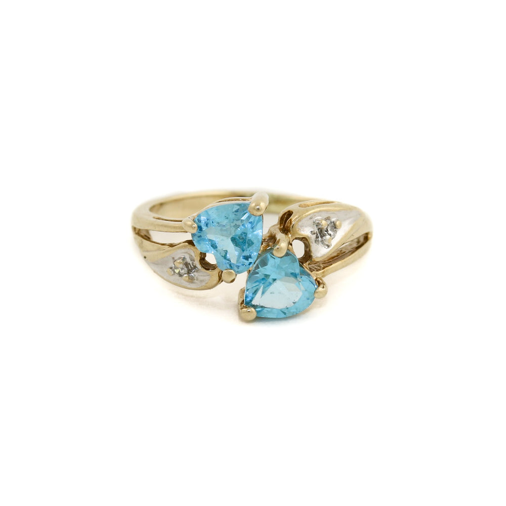 10k Gold x Twin Heart Topaz & Diamond Cocktail Ring - Kingdom Jewelry