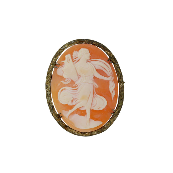 10k Gold x Victorian "Dancing Muse" Carnelian Cameo Brooch - Kingdom Jewelry
