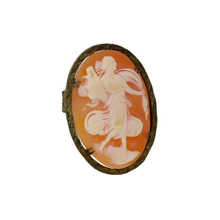 10k Gold x Victorian "Dancing Muse" Carnelian Cameo Brooch - Kingdom Jewelry