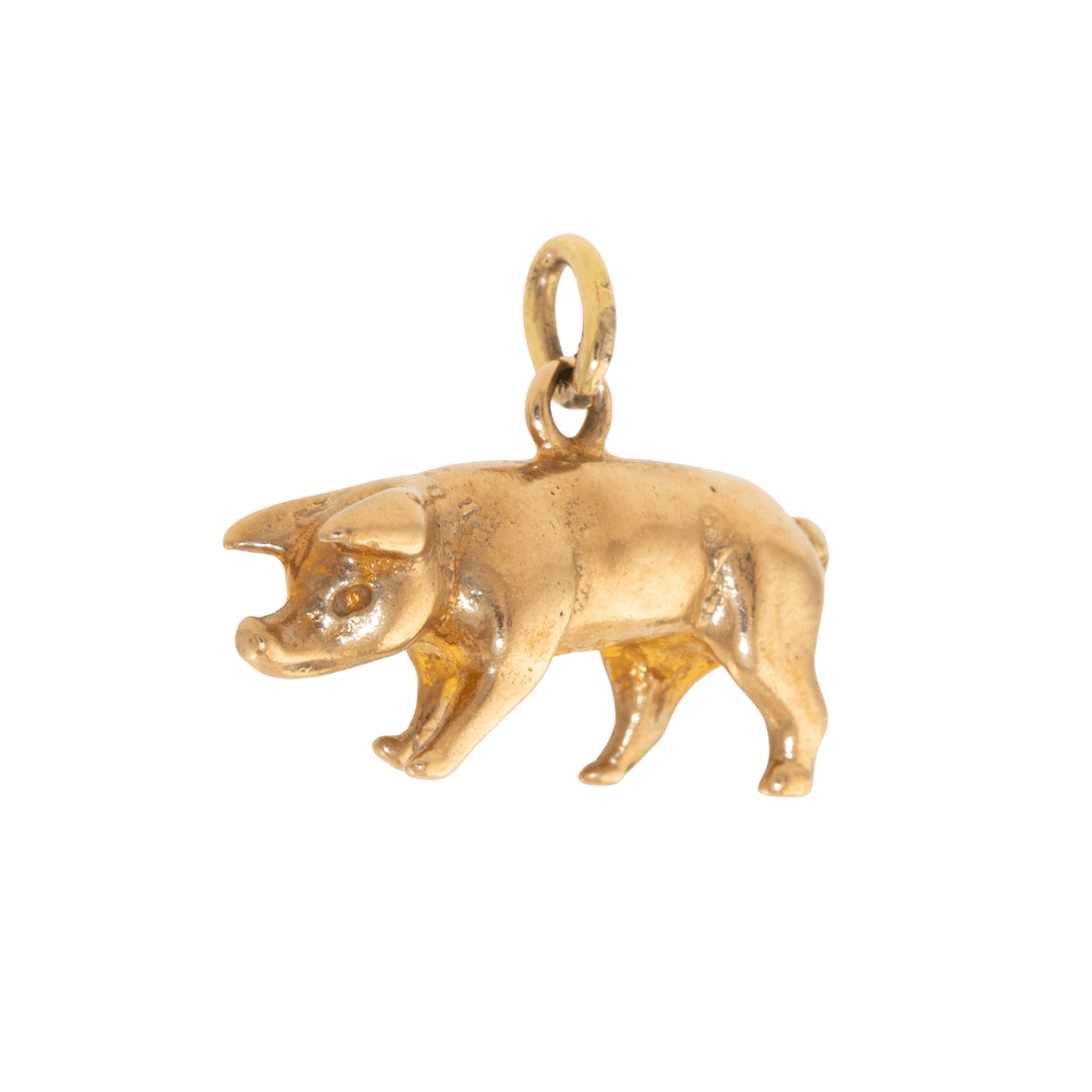 10k Gold x Vintage 3D Pig Charm - Kingdom Jewelry