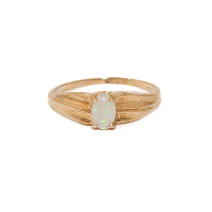 10k Gold x Vintage 6mm Petite Opal Solitaire - Kingdom Jewelry