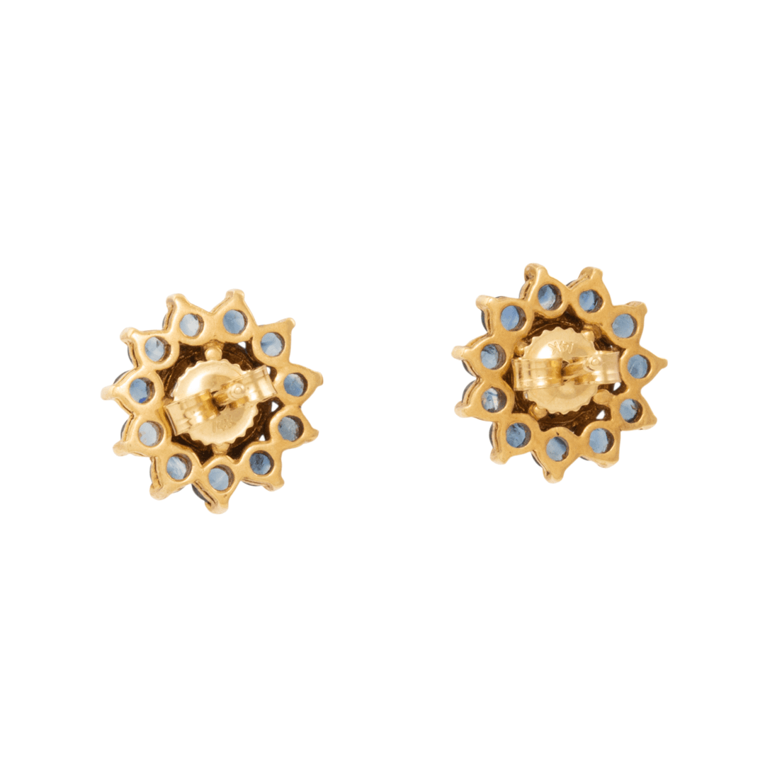 10k Gold x Vintage Blue Sapphire Earring Stud Jackets - Kingdom Jewelry